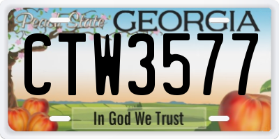 GA license plate CTW3577