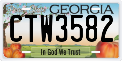 GA license plate CTW3582