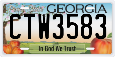 GA license plate CTW3583