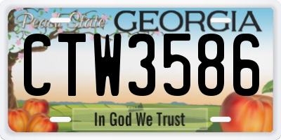 GA license plate CTW3586