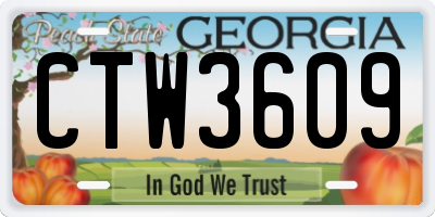 GA license plate CTW3609