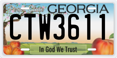 GA license plate CTW3611