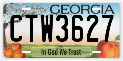 GA license plate CTW3627