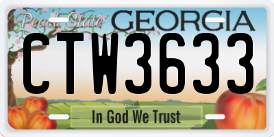 GA license plate CTW3633