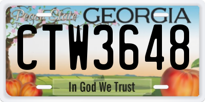GA license plate CTW3648