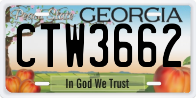 GA license plate CTW3662