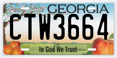 GA license plate CTW3664