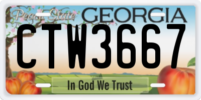 GA license plate CTW3667