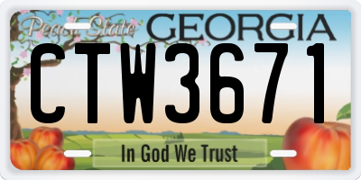 GA license plate CTW3671
