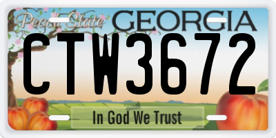 GA license plate CTW3672