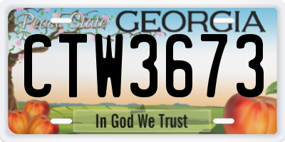 GA license plate CTW3673