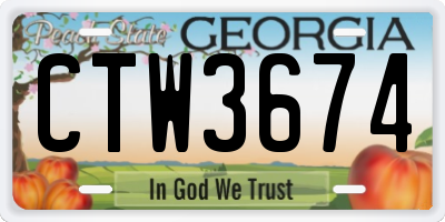 GA license plate CTW3674