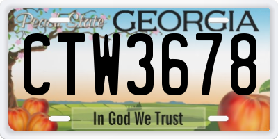 GA license plate CTW3678