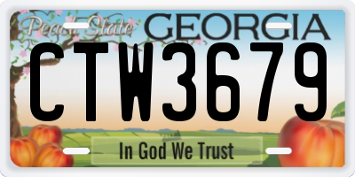 GA license plate CTW3679
