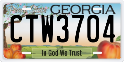 GA license plate CTW3704