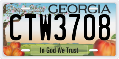 GA license plate CTW3708