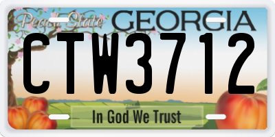 GA license plate CTW3712