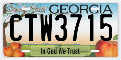 GA license plate CTW3715