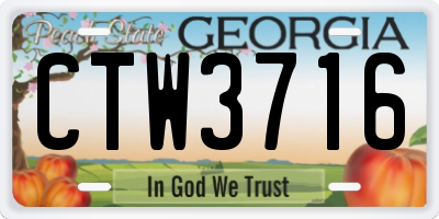 GA license plate CTW3716