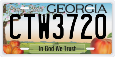 GA license plate CTW3720
