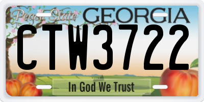 GA license plate CTW3722