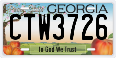 GA license plate CTW3726