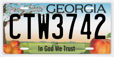 GA license plate CTW3742