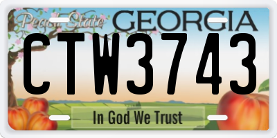 GA license plate CTW3743