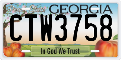 GA license plate CTW3758