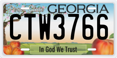 GA license plate CTW3766