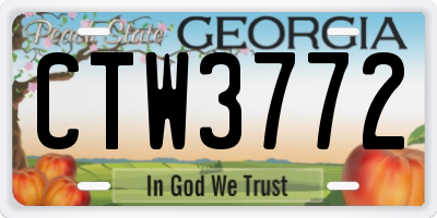GA license plate CTW3772