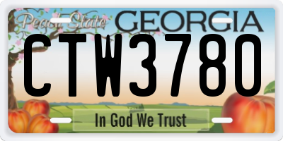 GA license plate CTW3780