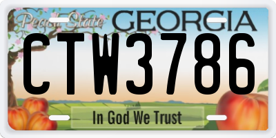 GA license plate CTW3786