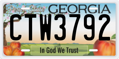GA license plate CTW3792