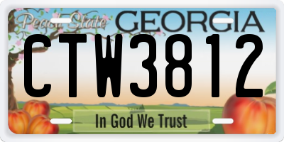 GA license plate CTW3812