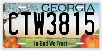 GA license plate CTW3815