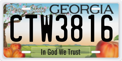 GA license plate CTW3816