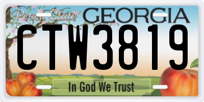 GA license plate CTW3819