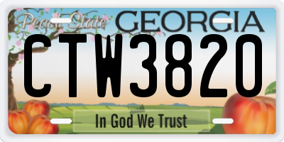GA license plate CTW3820