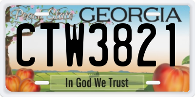 GA license plate CTW3821