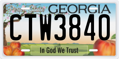 GA license plate CTW3840
