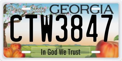 GA license plate CTW3847