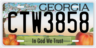 GA license plate CTW3858