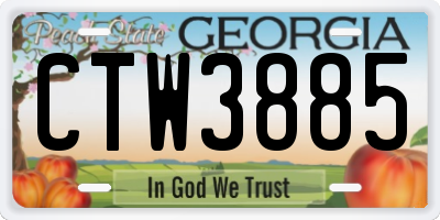 GA license plate CTW3885