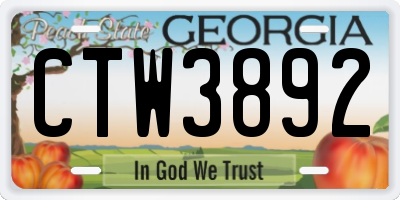 GA license plate CTW3892