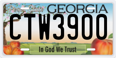 GA license plate CTW3900