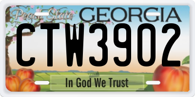 GA license plate CTW3902
