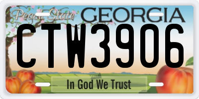 GA license plate CTW3906