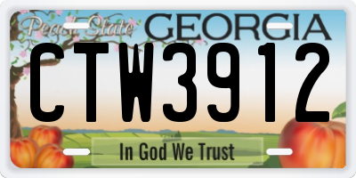 GA license plate CTW3912