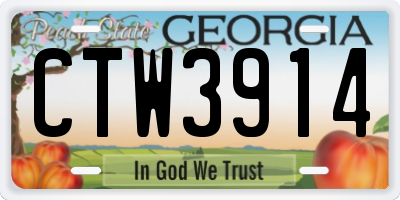 GA license plate CTW3914